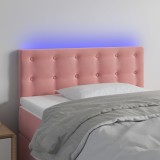 vidaXL Tăblie de pat cu LED, roz, 80x5x78/88 cm, catifea