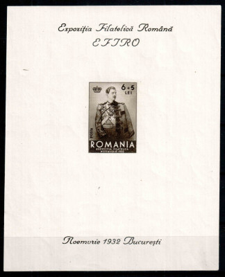 Romania 1932, LP 101, Expozitia filatelica EFIRO, colita nedantelata, MNH! foto