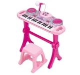 Cumpara ieftin Orga muzicala cu scaunel Winfun Consola DJ cu platane si microfon Roz