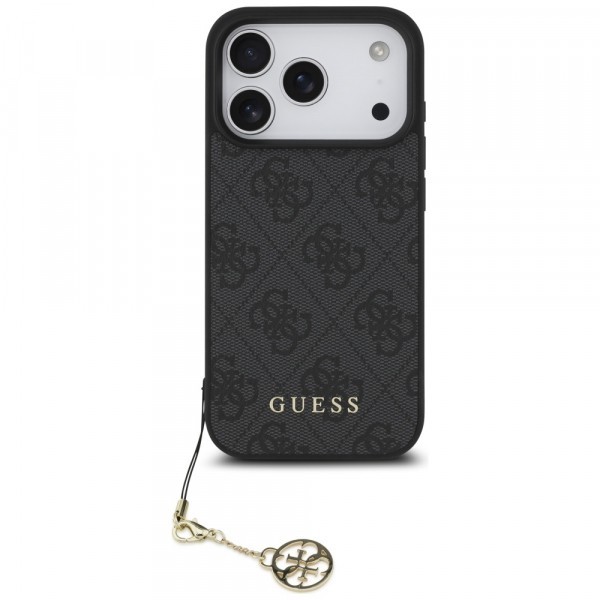 Husa MagSafe pentru Apple iPhone 17 Pro, Guess, 4G Charm Cradle, Neagra