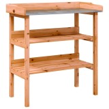 Cumpara ieftin Masa de plante cu raft, maro, 78x38x82,5 cm, lemn masiv de brad