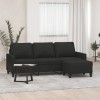 VidaXL Canapea cu 3 locuri cu taburet, negru, 180 cm, material textil