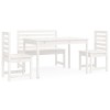 Set de dining pentru gradina, 4 piese, alb, lemn masiv de pin