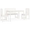 Set de dining pentru gradina, 4 piese, alb, lemn masiv de pin