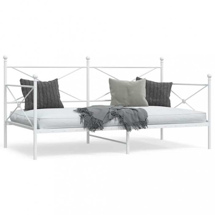 vidaXL Pat de zi fără saltea alb 100x200 cm oțel 4104684
