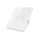 Intrerupator Inteligent cu Touch, WiFi, Control la Distanta, Compatibil cu Alexa/Google Assistant, Sticla Securizata, Cu/Fara Nul, 10A, 2 Canale, Alb
