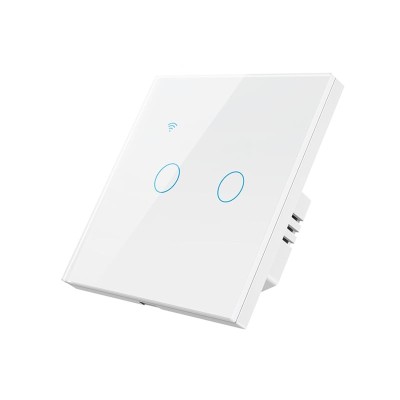 Intrerupator Inteligent cu Touch, WiFi, Control la Distanta, Compatibil cu Alexa/Google Assistant, Sticla Securizata, Cu/Fara Nul, 10A, 2 Canale, Alb foto