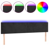 Cumpara ieftin Tablie de pat cu LED, negru, 200x5x78/88 cm, catifea