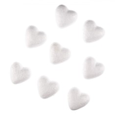 Accesorii Craft Spumă, Inimi Albe 4cm, Set 8 Bucăți