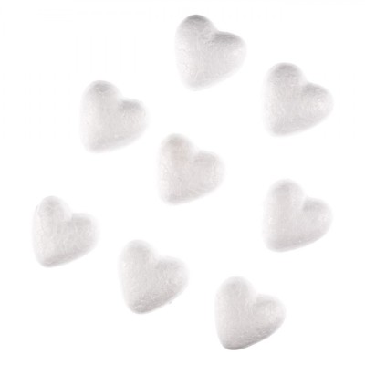 Accesorii Craft Spumă, Inimi Albe 4cm, Set 8 Bucăți foto