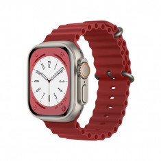 Curea pentru Apple Watch 1/2/3/4/5/6/7/8/SE/SE 2/Ultra (42/44/45/49mm) Techsuit Watchband (W038) Wine Red foto