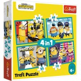 PUZZLE TREFL MINIONS 4IN1 LUMEA FERICITA A MINIONILOR, TREFL 4In1