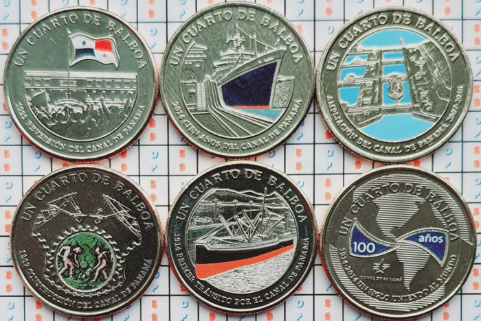 01B24 Panama set 6 monede 2016 6 x 1/4 Balboa 2016 UNC