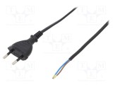 Cablu PVC 2x0,5mm&sup2; CEE 7/16 mufă 2m negru 2,5A PLASTROL
