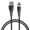 Cablu pentru incarcare si transfer de date BlitzWolf Magnetic BW-TC20, USB/Micro-USB, LED, Quick Charge, 3A, 1m, Negru