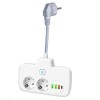Adaptor Priza, Flippy, 6 in 1, 2 Prize Standard, 3 Porturi USB, 1 Port Tip C, Buton Oprire, 2500W, din PC, Alb