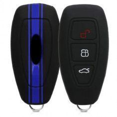 Husa Cheie Auto pentru Ford, 3 Butoane, Keyless Go, Silicon, Negru, 44708.08 foto