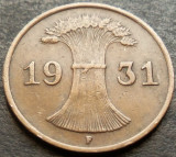 Cumpara ieftin Moneda istorica 1 REICHSPFENNIG - GERMANIA, anul 1931 *cod 3156 - litera F, Europa