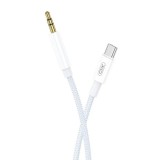 Cablu audio XO NB-R211B, tata USB-C la tata mini jack 3.5 mm, 1m, Alb/Albastru