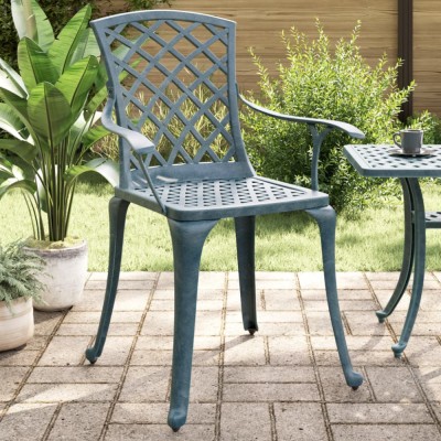 vidaXL Scaune de grădină, 2 buc., verde, aluminiu turnat 4002802 foto