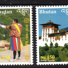 BHUTAN 2006, EUROPA CEPT, Arhitectura, Sport, serie neuzata, MNH