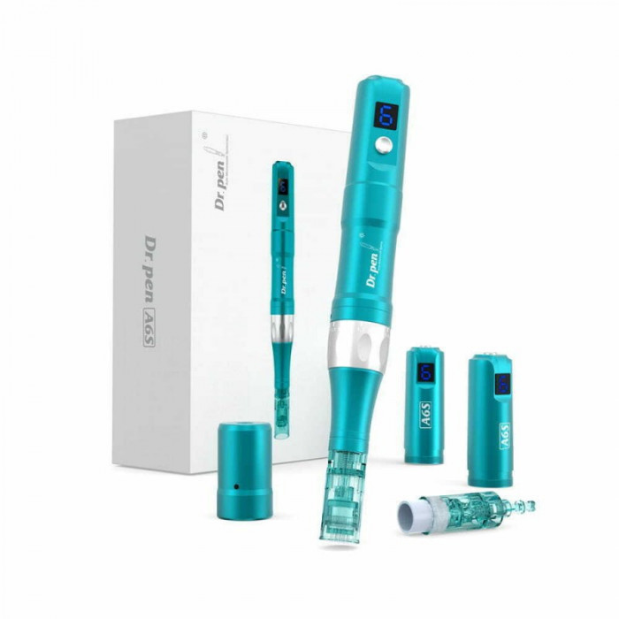 Aparat Pentru Tratament Facial DermaPen Techstar&reg; Dr Pen Ultima A6S Professional Plus, 2 Capete de Rezerva, Ace Otel Inoxidabil, Regenerare Piele, Lif