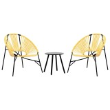 Cumpara ieftin Set scaune de gradina 3 buc Poly Ratan negru si galben
