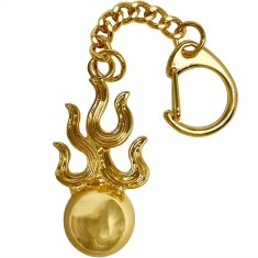 Breloc bila de foc Ksitagarbha, amuletă &icirc;mpotriva b&acirc;rfelor și certurilor, metal auriu 9 cm