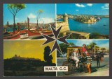 CPIB 25237 CARTE POSTALA - MALTA G.C., MOZAIC, TRASURA CU CAI, SCRISA SI NECIRCULATA