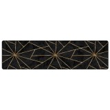 Covor lavabil, negru si auriu, 80x300 cm, anti-alunecare