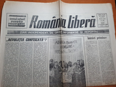 romania libera 27 martie 1990-concert aura urziceanu,declaratie radu campeanu foto