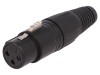 Conector XLR Mama pe Cablu CLIFF FC6141, 3 Pini, Metalic, Negru, Pentru Lipire