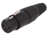Mufă XLR 3-Pin Mamă pe Cablu Neagră
