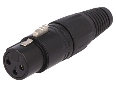 Conector XLR mamă pe cablu, negru foto