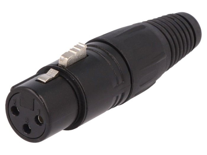 Conector XLR mamă pe cablu, negru