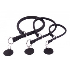 Zgarda strangere rotunda din piele - 40cm, 8mm - negru foto