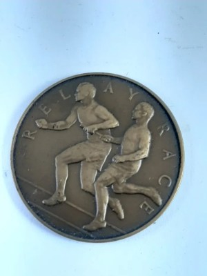 Medalie din bronz Relay Race Sports Anglia anii 1930 foto