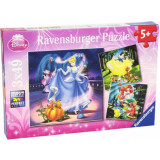 Puzzle alba ca zapada cenusareasa si ariel 3x49 piese