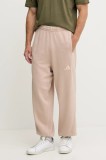 adidas pantaloni de trening din bumbac All SZN culoarea bej, cu imprimeu, JN0619