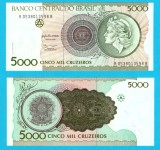 Brazilia (p#227) 5000 Cruzeiros 1990 UNC 'Emisie provizorie' serie: A 0538013598 B; (ROG CITITI DETALIILE!)
