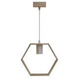 Pendul Modern din Lemn Sophie, Inaltime Reglabila, E27, 110 Cm, Hexagon, Alb/Bej