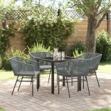 vidaXL Set de masă pentru grădină 5 pcs Gri Rattan poli