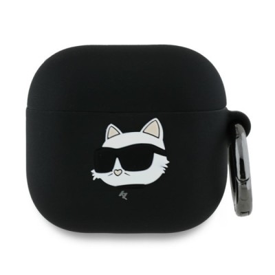 Husa pentru Apple AirPods 4 - Karl Lagerfeld Silicone Choupette Head 3D (KLA4RUNCHK) - Black foto