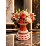 Cumpara ieftin Vază Decorativă Printată 3D Alb-Portocaliu &ndash; Design Spiralat Premium 20 cm
