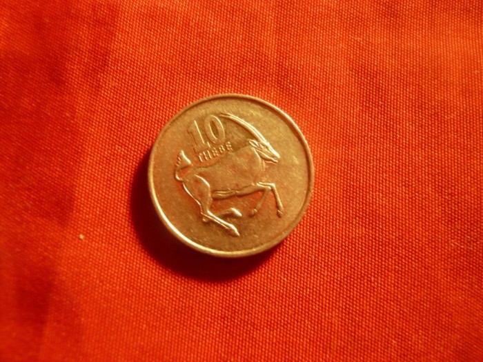 Moneda 10 thebe 2002 Botswana , nichel , cal. apr.NC