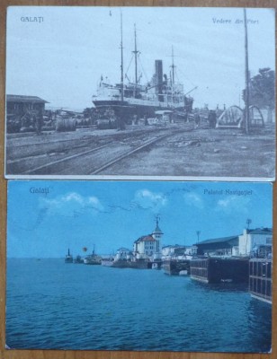 2 carti postale interbelice , Galati foto