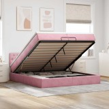 vidaXL Cadru de pat otoman cu saltea roz 200x200 cm catifea 3311872