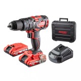RAIDER RDI-CDB02 Bormasina cu percutie cu acumulatori Li-Ion 20V 2x2Ah, 62Nm, mandrinei 1.5 - 13 mm