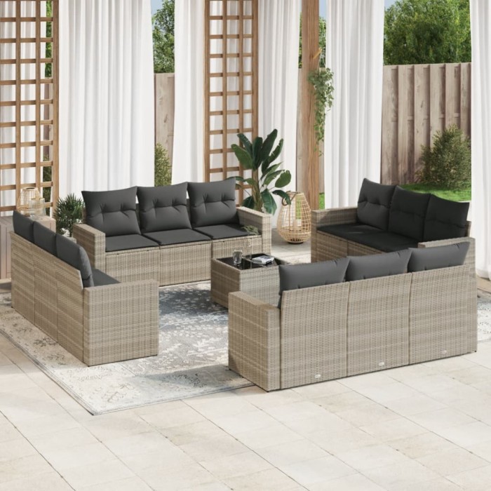 Gossi set canapele de gradina cu perne, 13piese gri deschis poliratan
