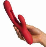 Vibrator Iepuras Rouge, 7 Moduri Vibratii, 7 Moduri Pulsatorii, Silicon, USB, Rosu, 24.2 cm